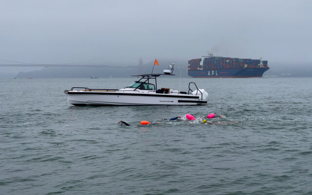 Alcatraz swimmers nearing San Francisco